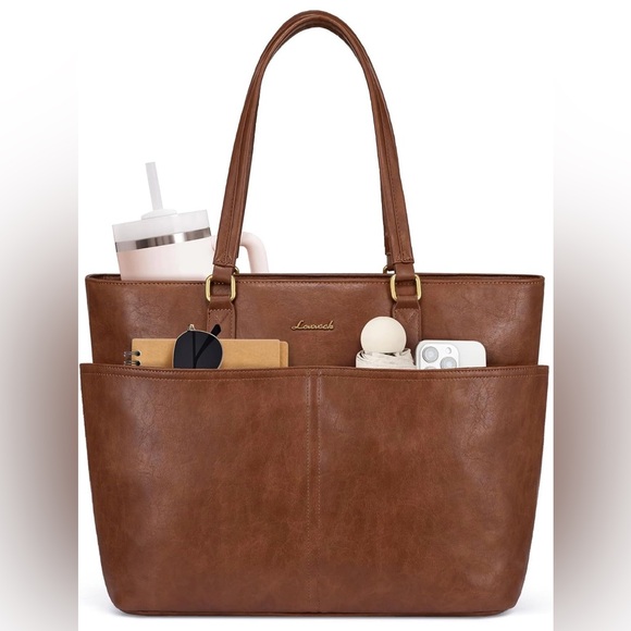 Lovevook Handbags - Lovevook 17.3 Brown Leather Tote Bag